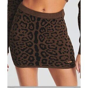 SER.O.YA GIANNA MINI SKIRT CHEETAH PRINT, PULL ON, THICK TEDDY MATERIAL, MEDIUM